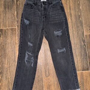 PacSun Black Distressed Straight Leg Jeans